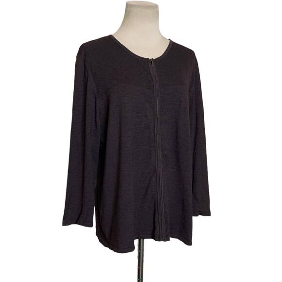 Style & Co Collection brown silk zipper knit jacket size XL - Picture 5 of 7